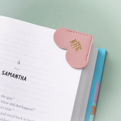 blush corner bookmark on book corner close up