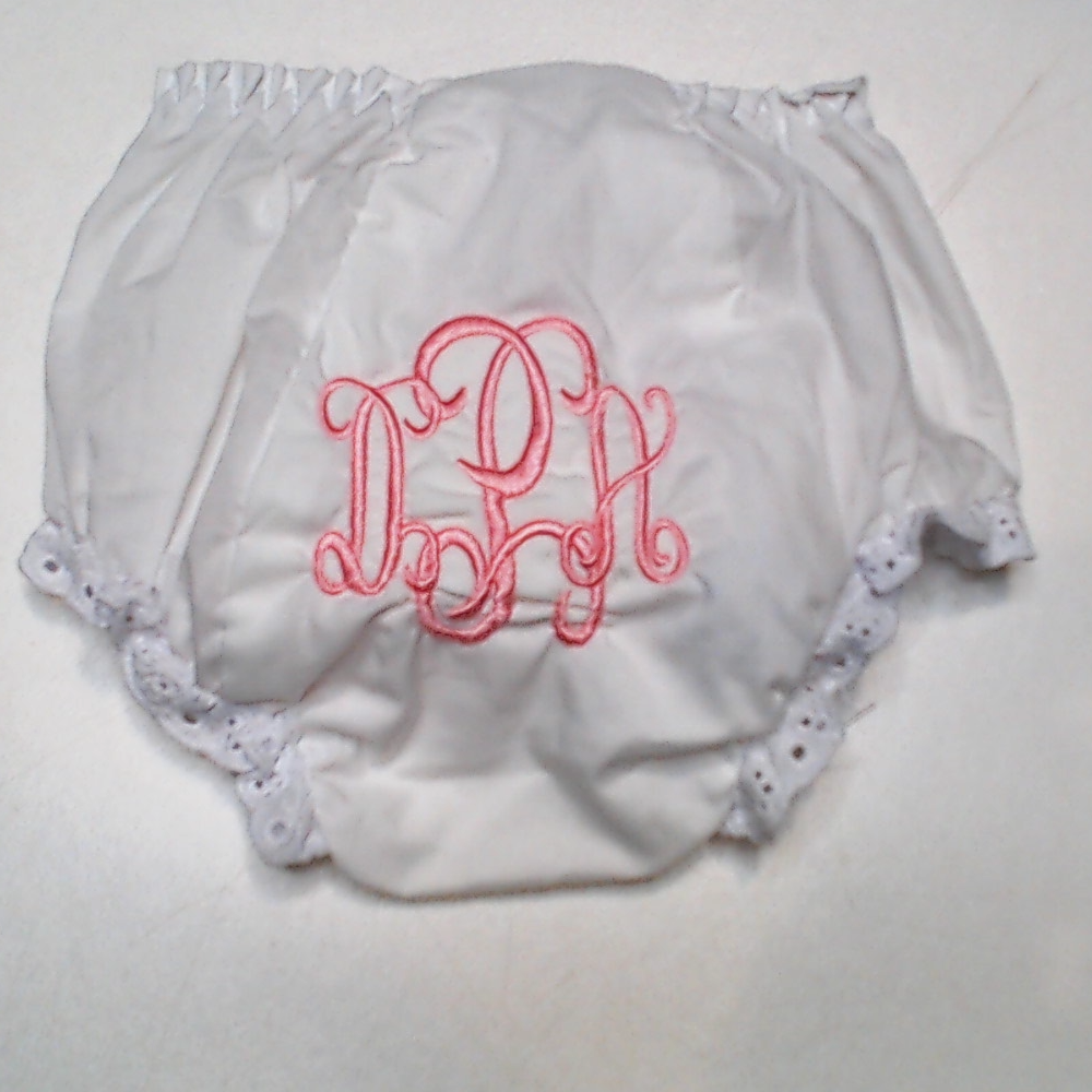 BLOOPER KIDS: Monogrammed White Eyelet Baby Bloomers