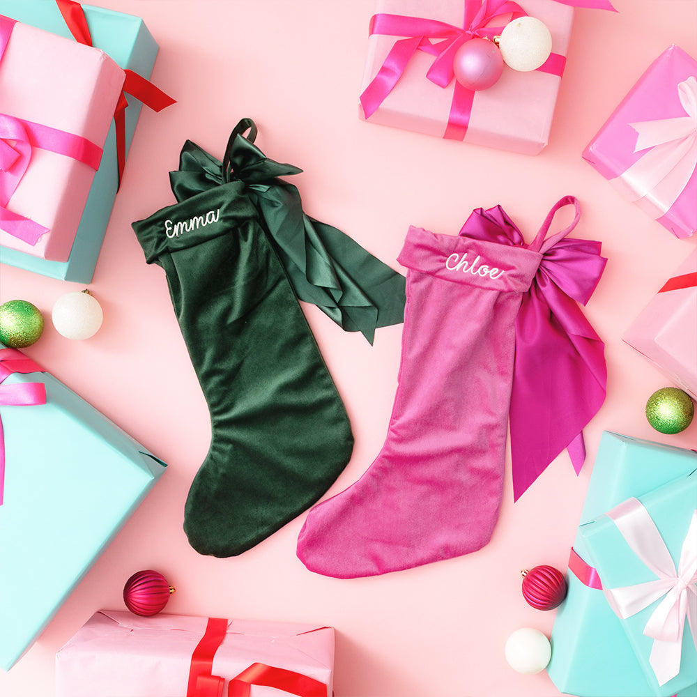 bow stockings flatlay