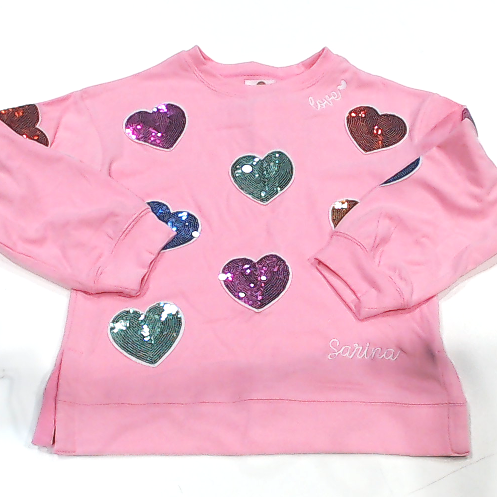 BLOOPER KIDS: Monogrammed Kids Sequin Hearts Sweatshirt
