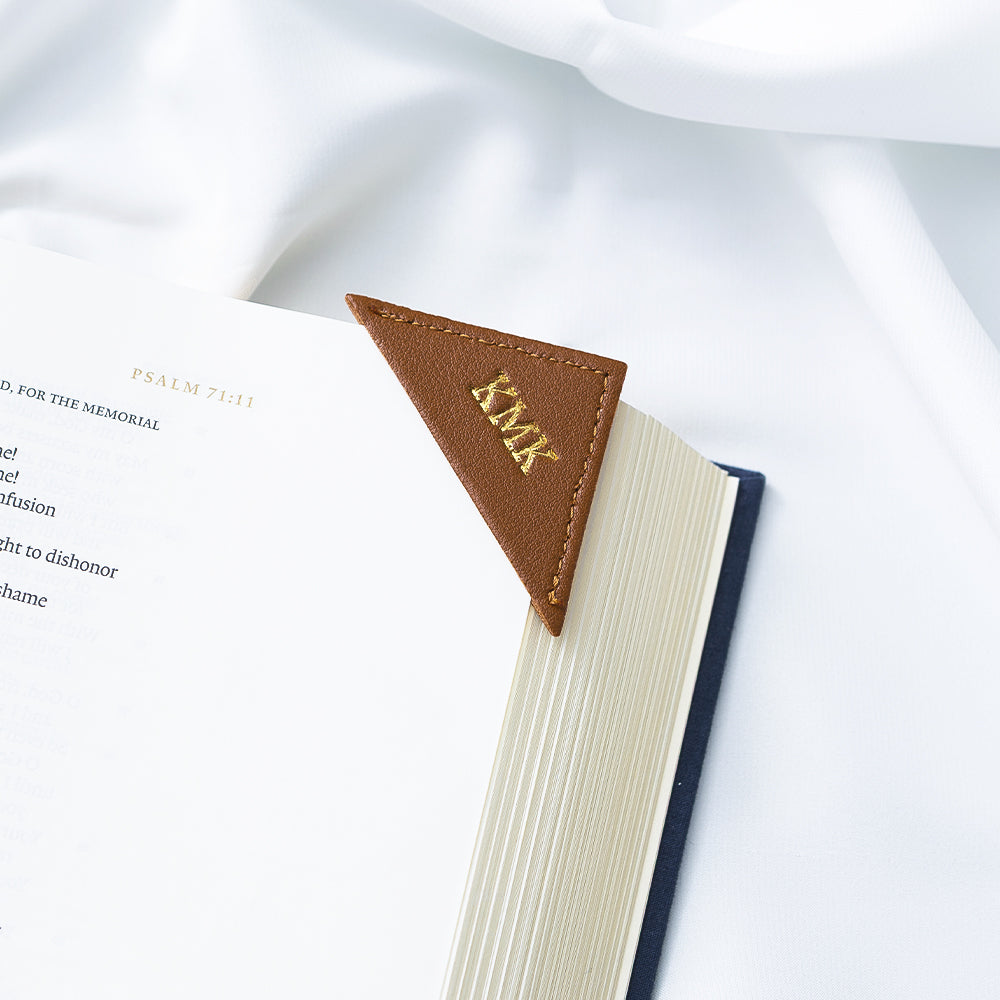 brown corner bookmark on book close up