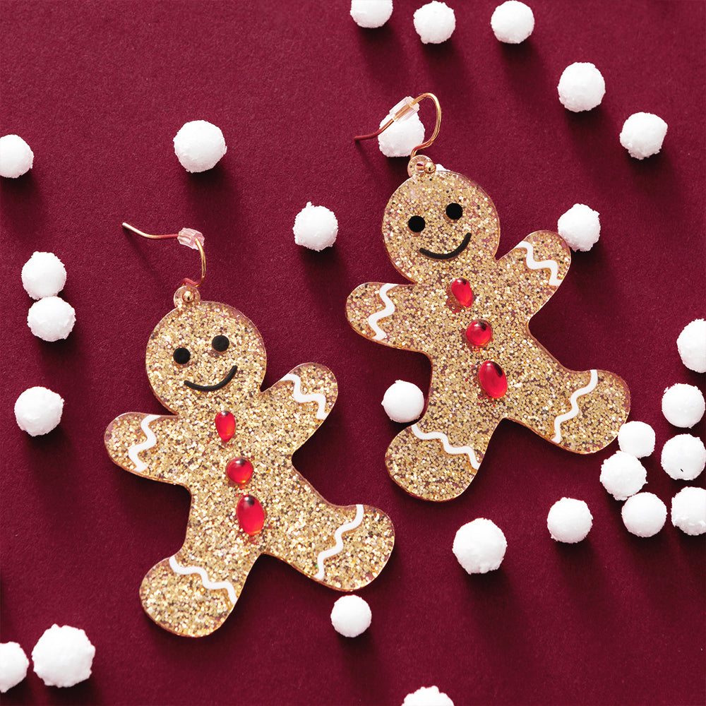 brown gingerbread earrings flatlay