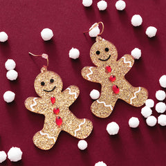 brown gingerbread earrings flatlay