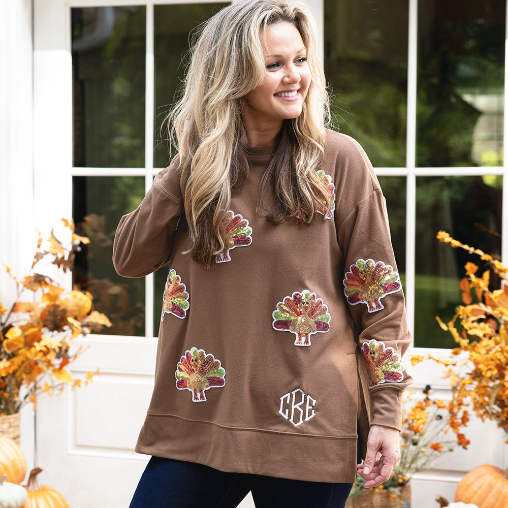 [emily] brown sequin turkey sweatshirt on emily