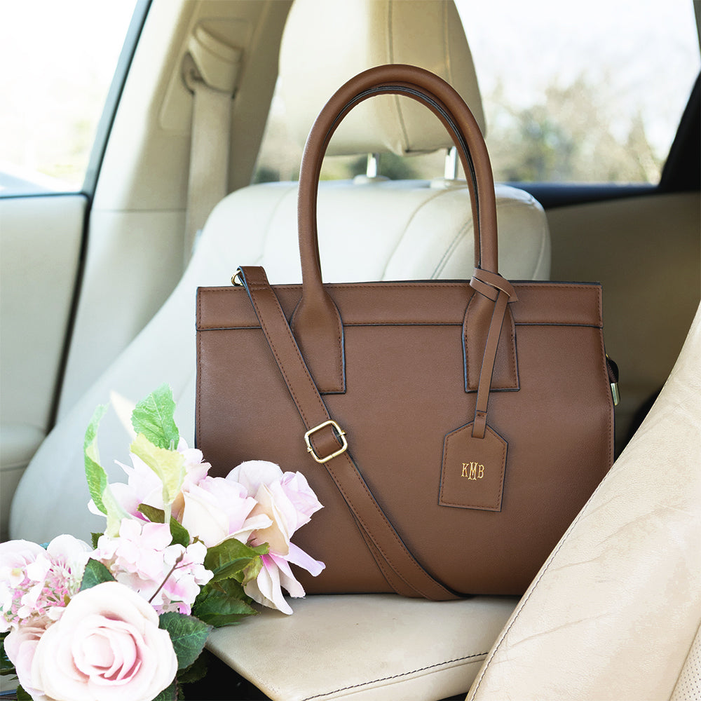 Brown Sophie Handbag in Car