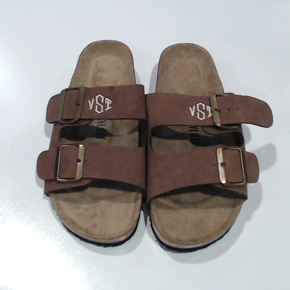 BLOOPER SHOES: Monogrammed Double Strap Sandals