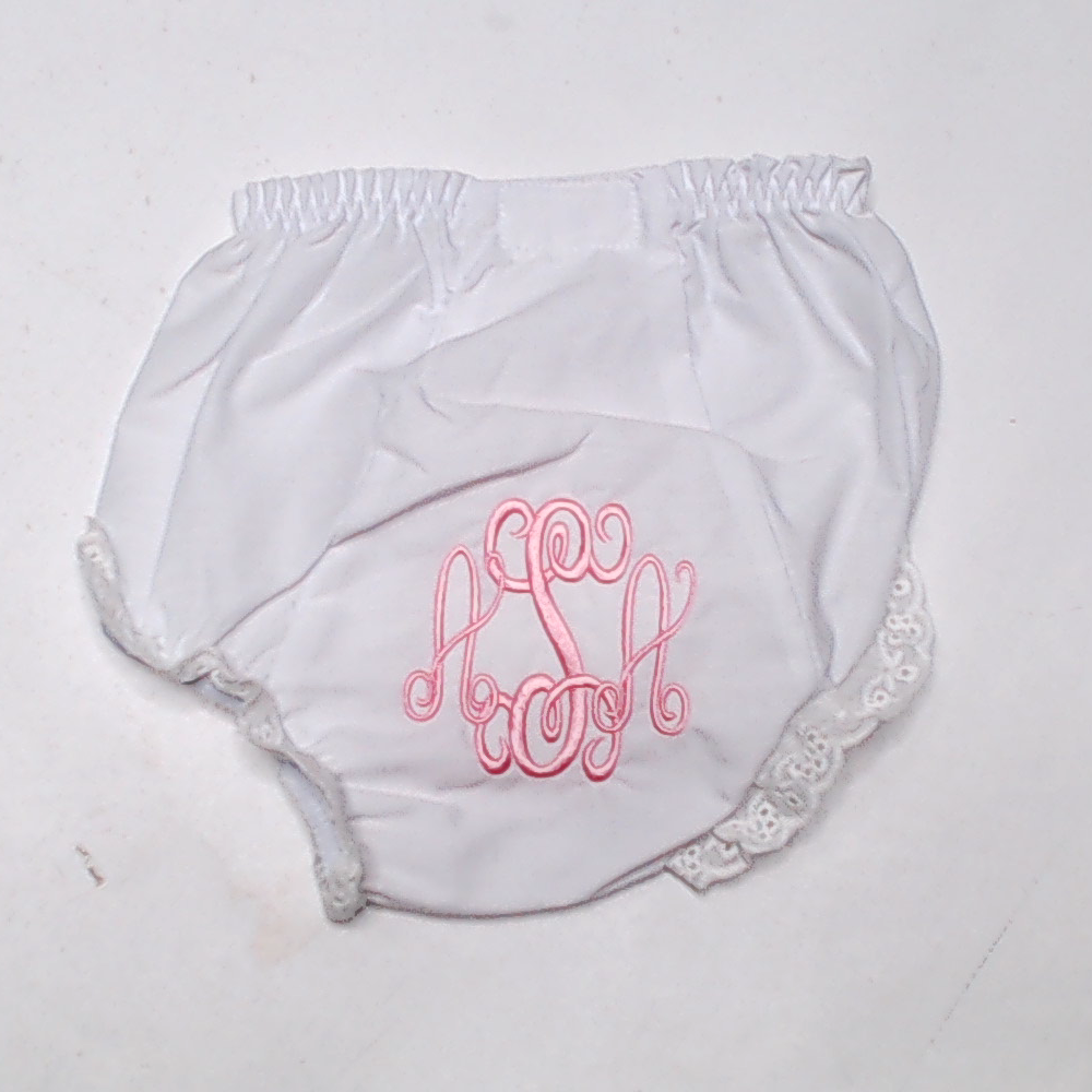 BLOOPER KIDS: Monogrammed White Eyelet Baby Bloomers