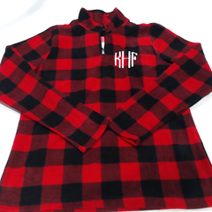 BLOOPER CLOTHING: Monogrammed Plaid Fleece Pullover
