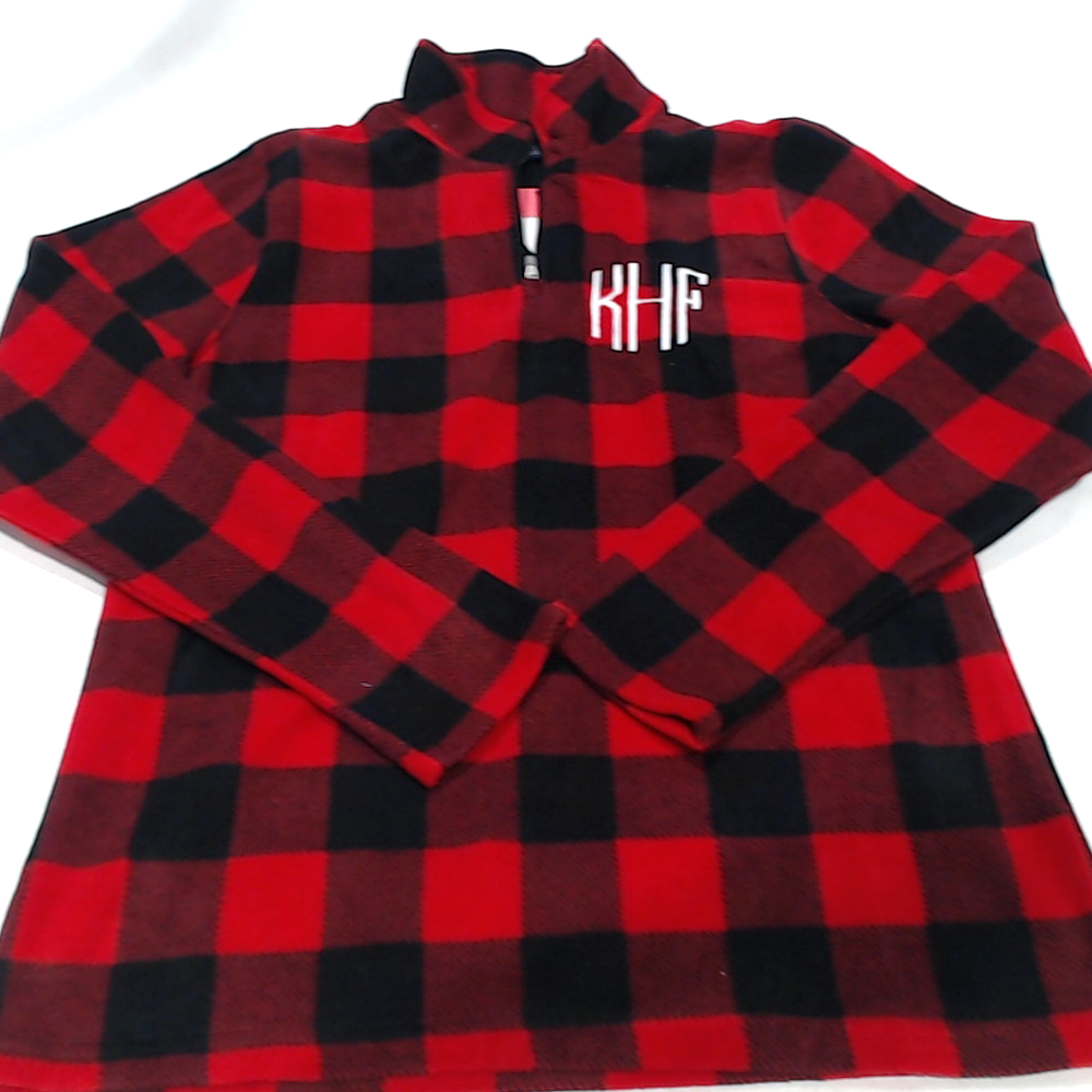 BLOOPER CLOTHING: Monogrammed Plaid Fleece Pullover