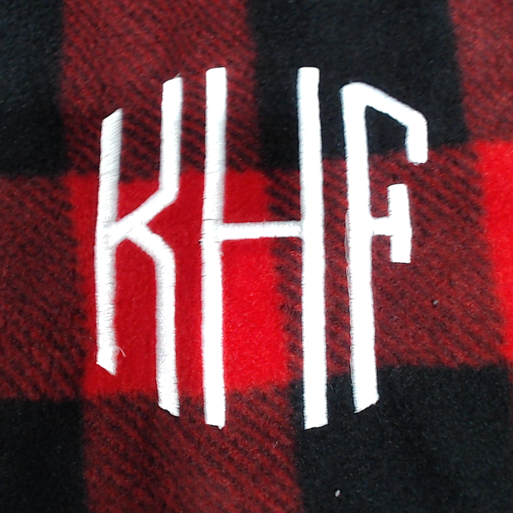 BLOOPER CLOTHING: Monogrammed Plaid Fleece Pullover