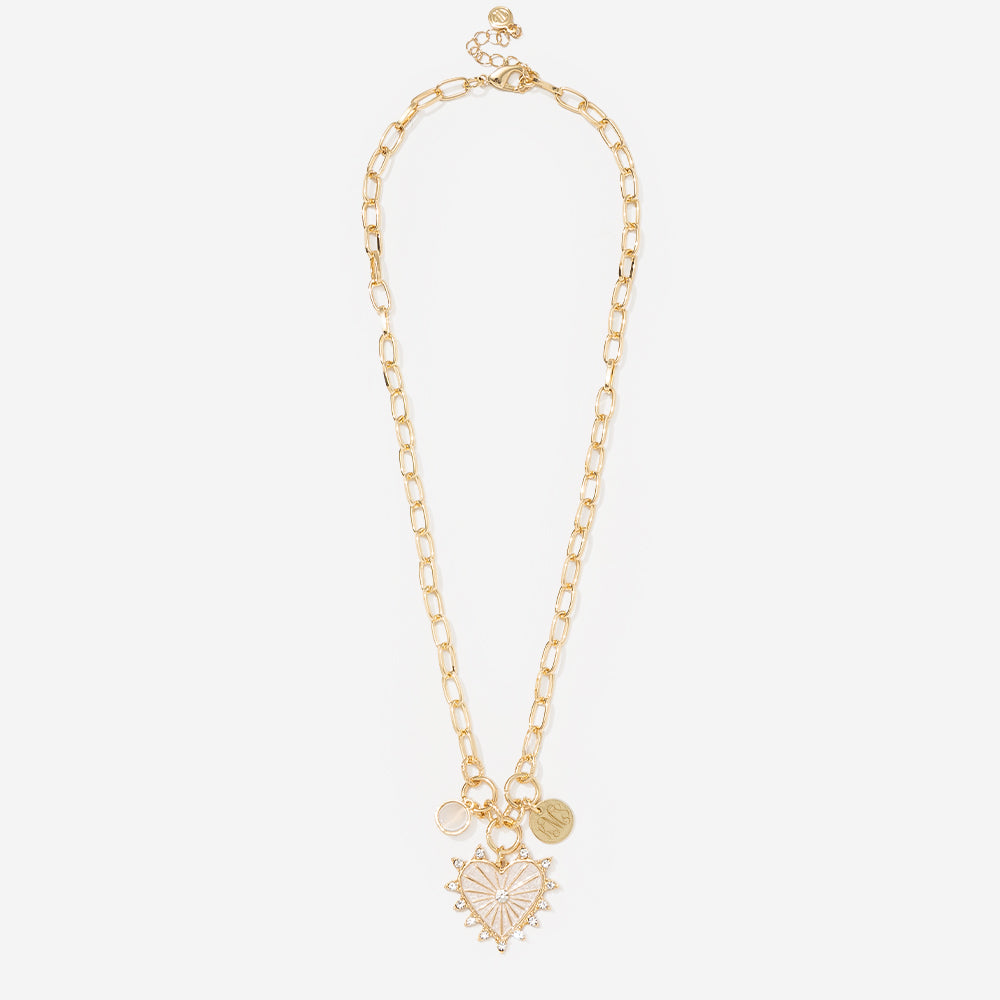 Monogrammed Heart Charm Necklace