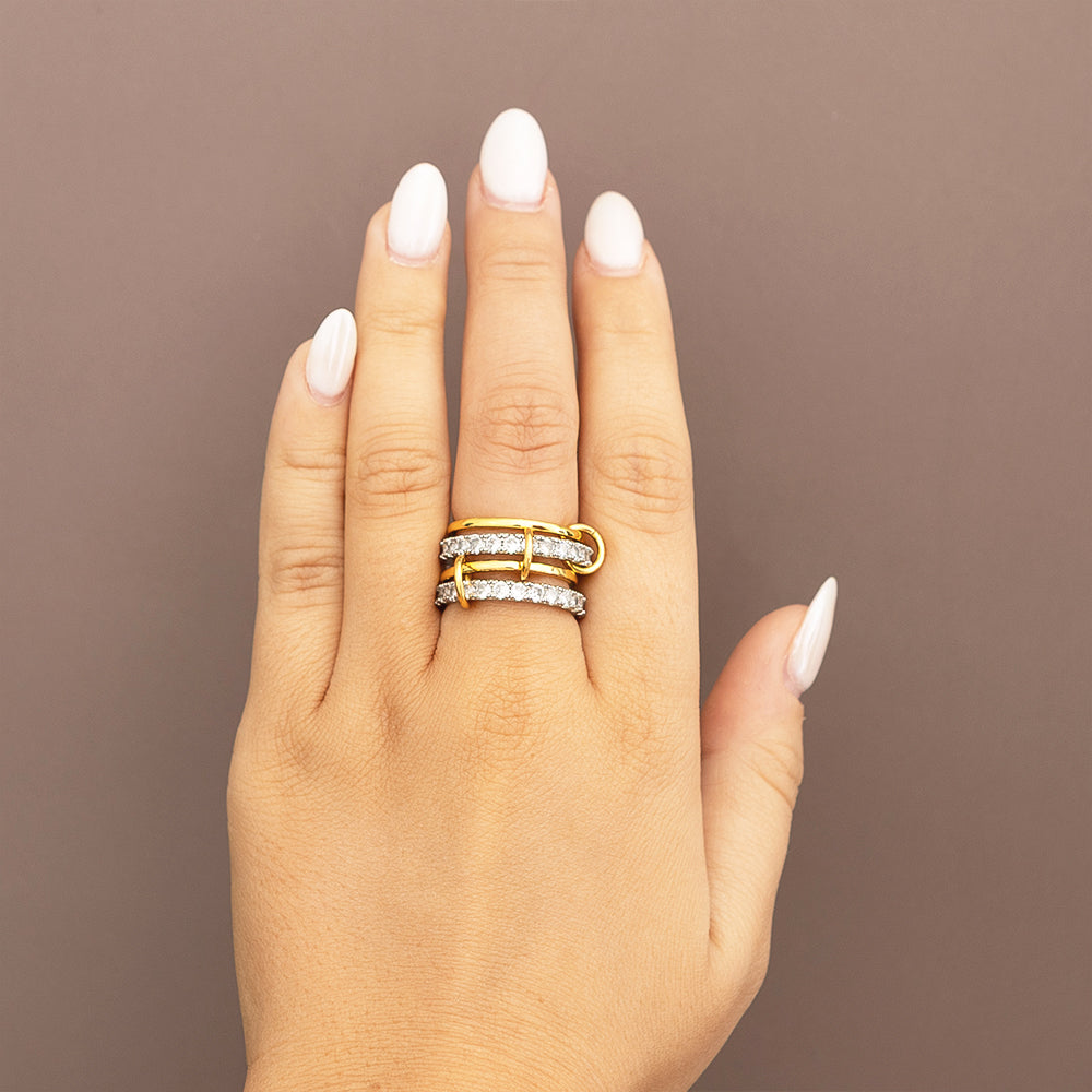 Interlocking Stackable Ring on one finger