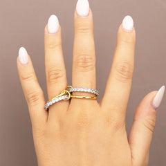 Interlocking Stackable Ring on two fingers