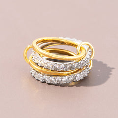 Interlocking Stackable Ring closeup on brown