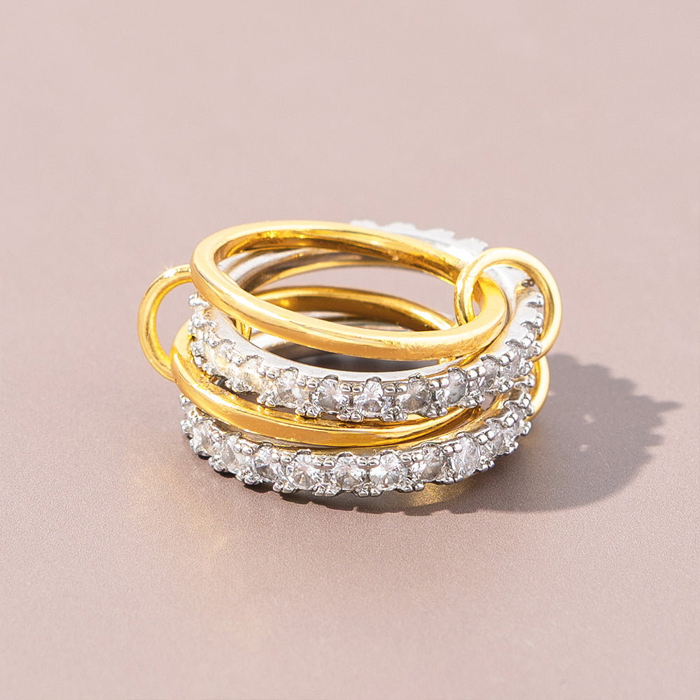 Interlocking Stackable Ring closeup on brown