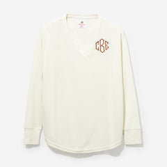 Monogrammed Waffle Shirt in Ivory