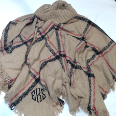 BLOOPER CLOTHING: Monogrammed Plaid Cowl Neck Poncho