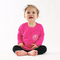 baby in hot pink long sleeve tee