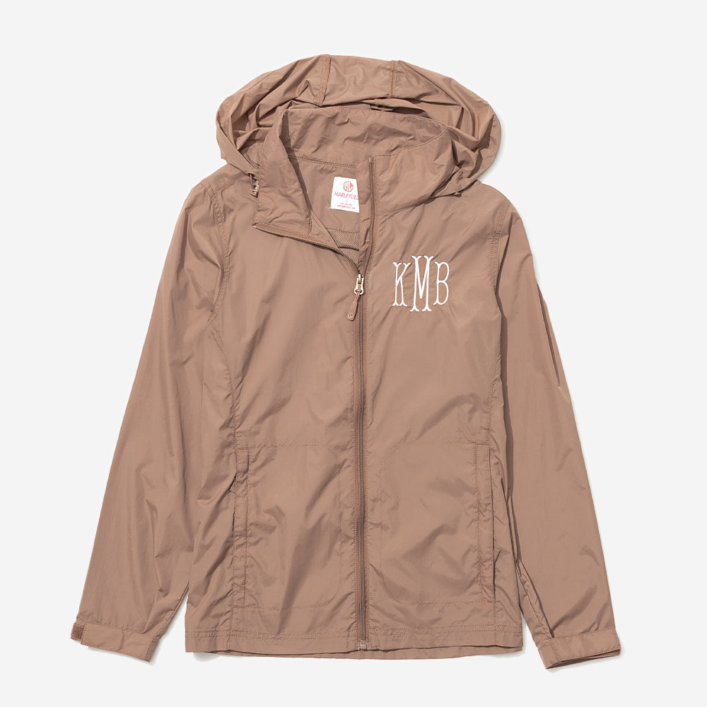Monogrammed Lightweight Rain Jacket in Acorn