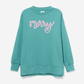 Chenille Merry Sweatshirt in Teal