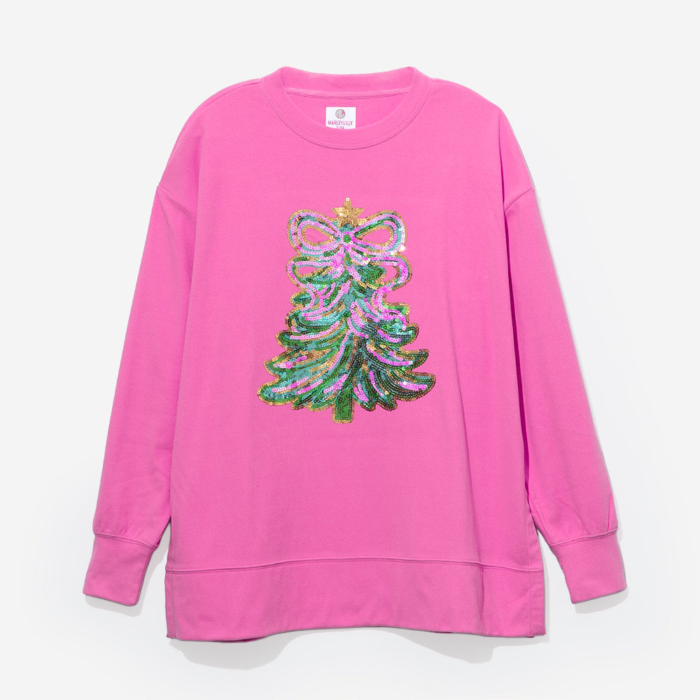christmas sweatshirt in hot pink
