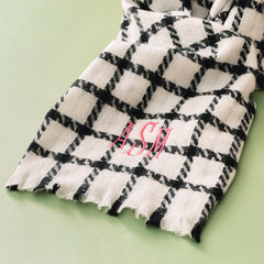 black white scarf detail shot
