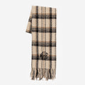 monogrammed plaid scarf in tan