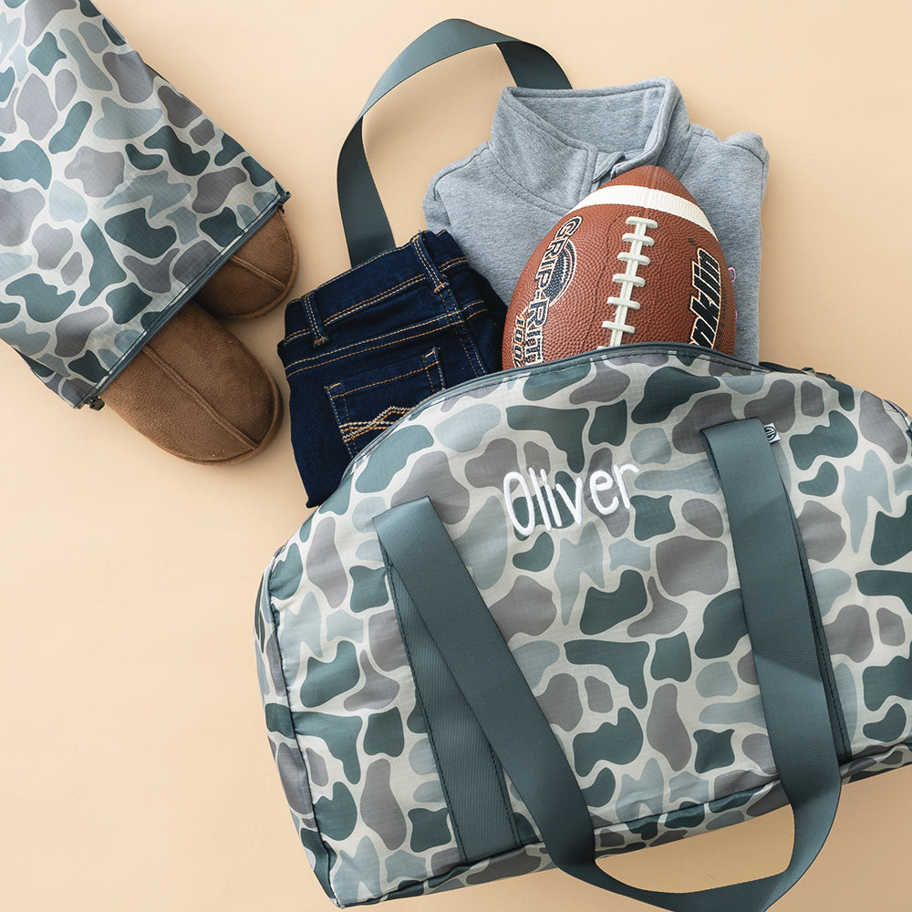 classic camo personalized kids activity bag packed 