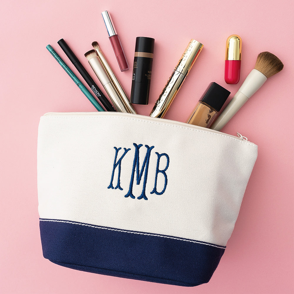 classic canvas cosmetic bag spill shot