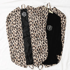 classic cheetah packable garment bag flatlay