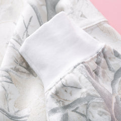 close up of monogrammed oversized sweatshirt in birch camo 