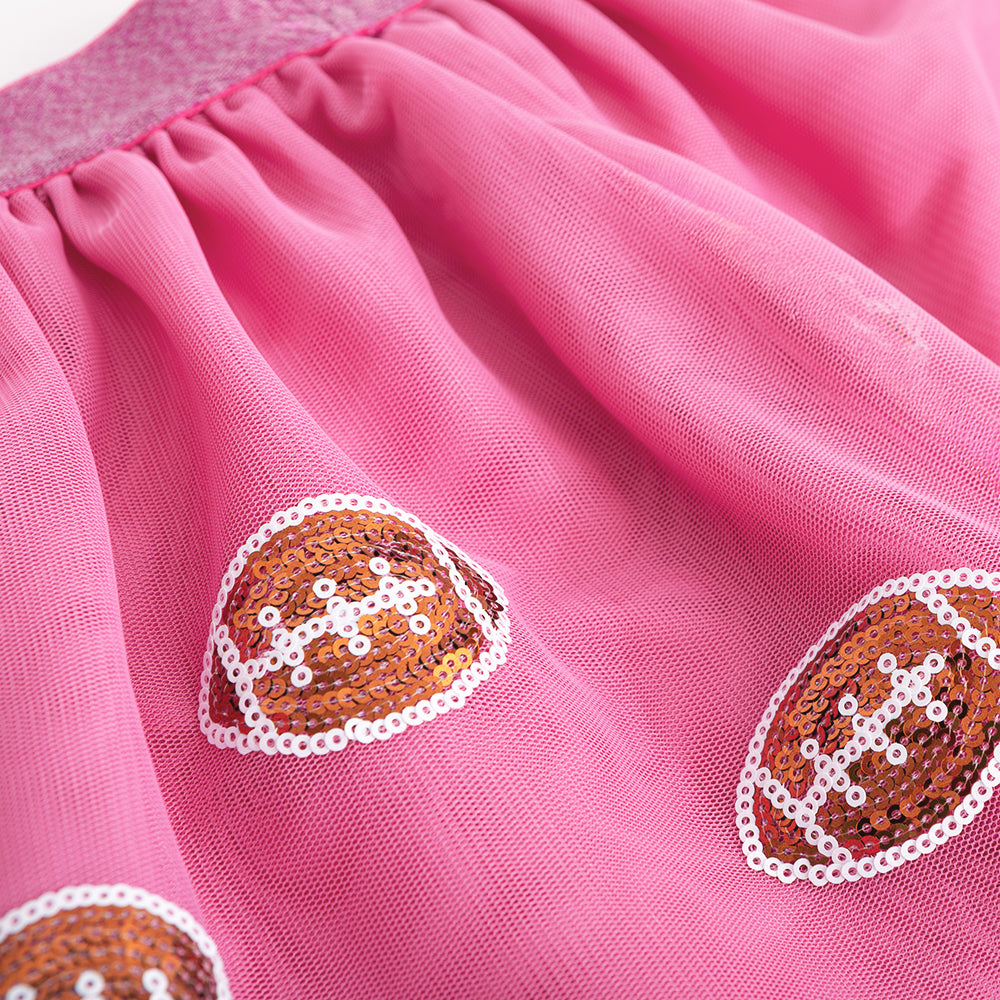 close up sequin hot pink footballs tutu skirt 