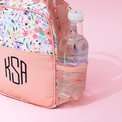 coral floral kids lunch box detail shot 