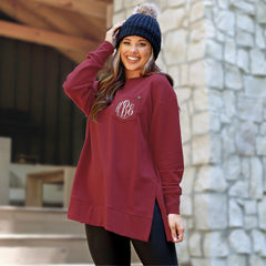 Crimson Crewneck Sweatshirt on peyton white monogram