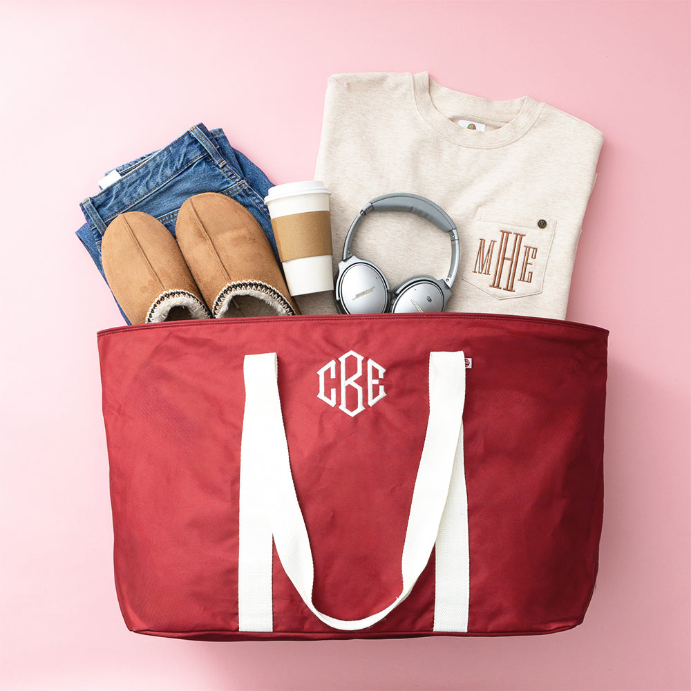 Monogrammed Extra Large Tote Bag | Crimson