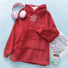 crimson kids monogrammed blanket hoodie with coloring book