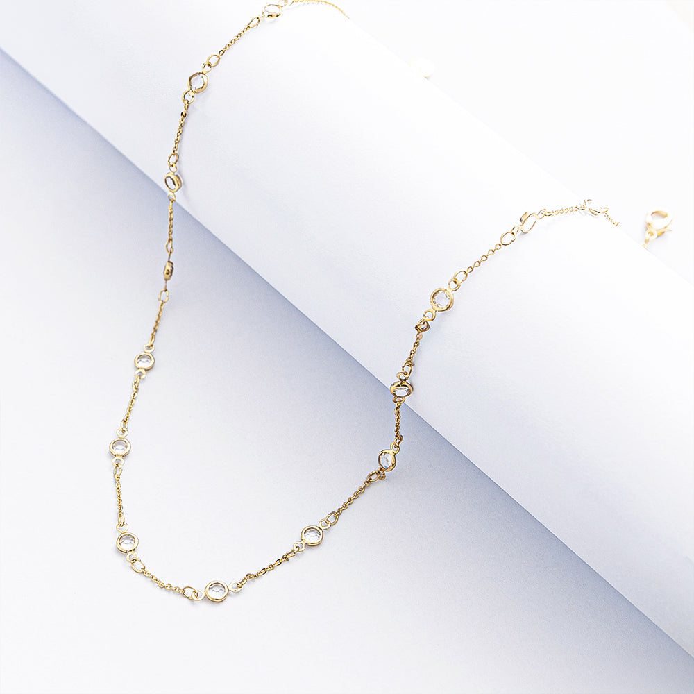 crystal station necklace on white