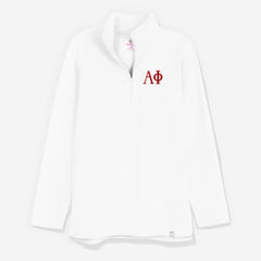 Alpha Phi Pullover Sweatshirt in White | Personalized Sorority Quarter Zip