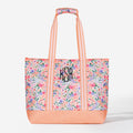 Monogrammed Large Zip Top Tote in Coral Floral