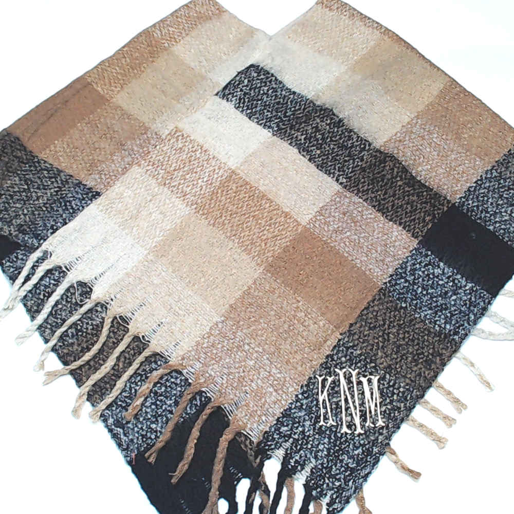 BLOOPER CLOTHING: Monogrammed Plaid Poncho