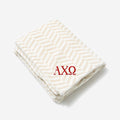 Alpha Chi Omega Plush Blanket | Neutral Herringbone