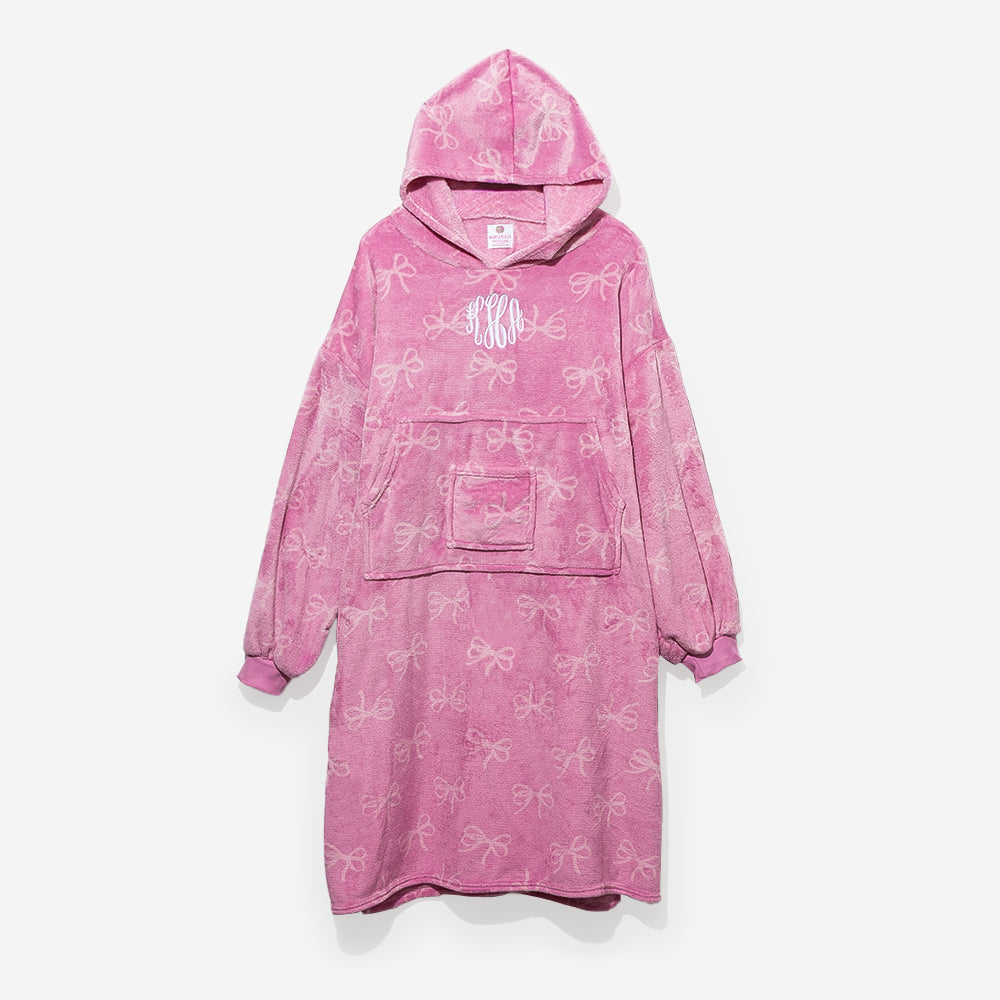 monogrammed xl blanket hoodie in pink bows
