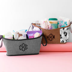 Monogrammed Stroller Caddy | Black Sassy Spots