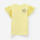 Monogrammed Flutter Sleeve Top | Soft Yellow