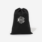 Monogrammed Drawstring Travel Bag | Black
