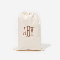 Monogrammed Drawstring Travel Bag in Natural