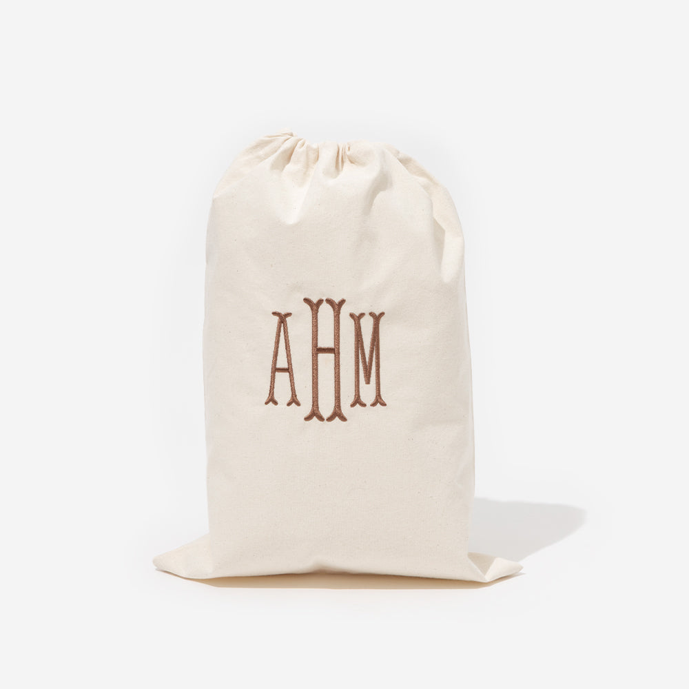 Monogrammed Drawstring Travel Bag in Natural