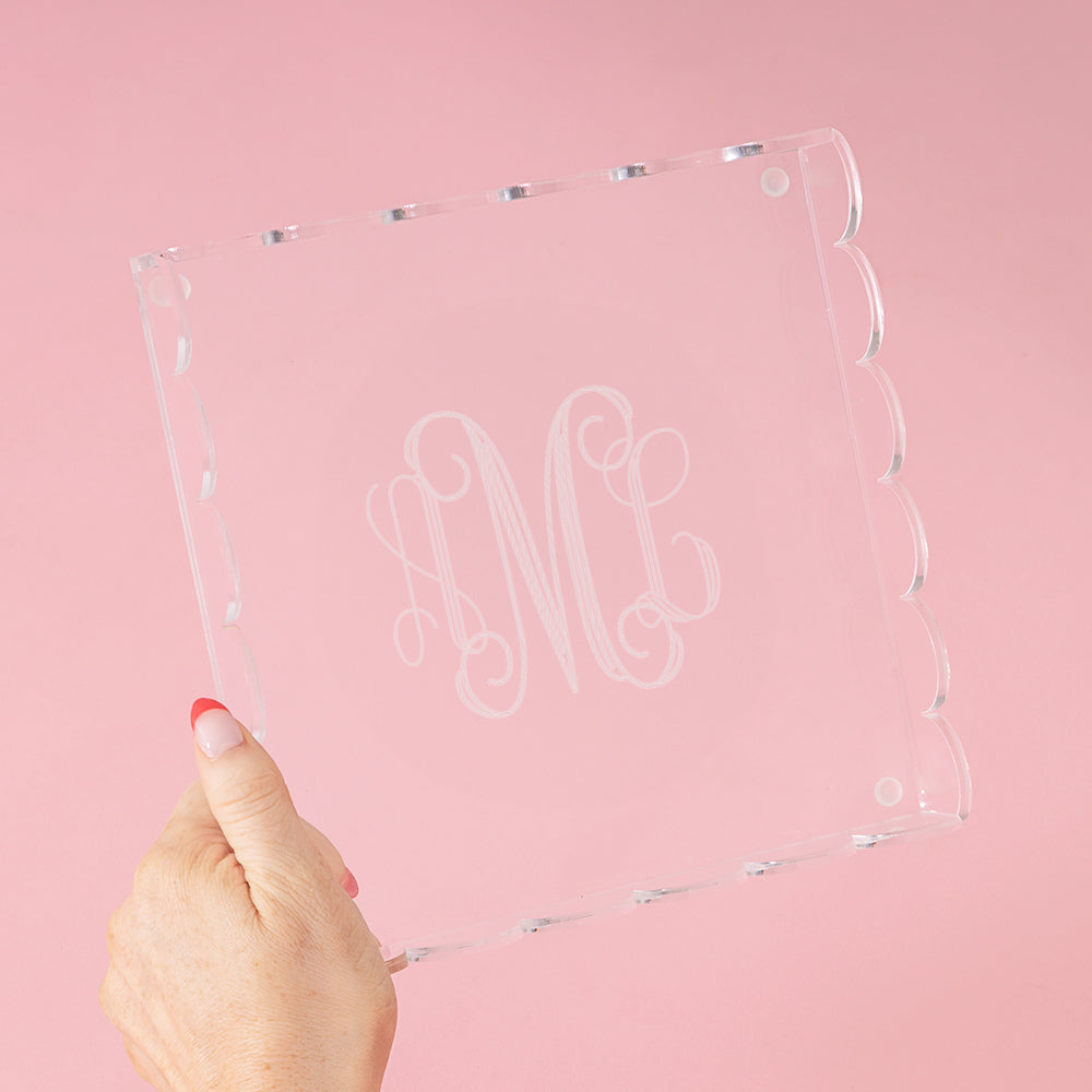 square acrylic monogrammed valet tray