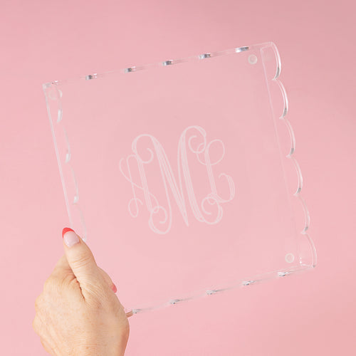 square acrylic monogrammed valet tray