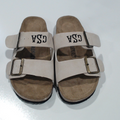 BLOOPER SHOES: Monogrammed Double Strap Sandals
